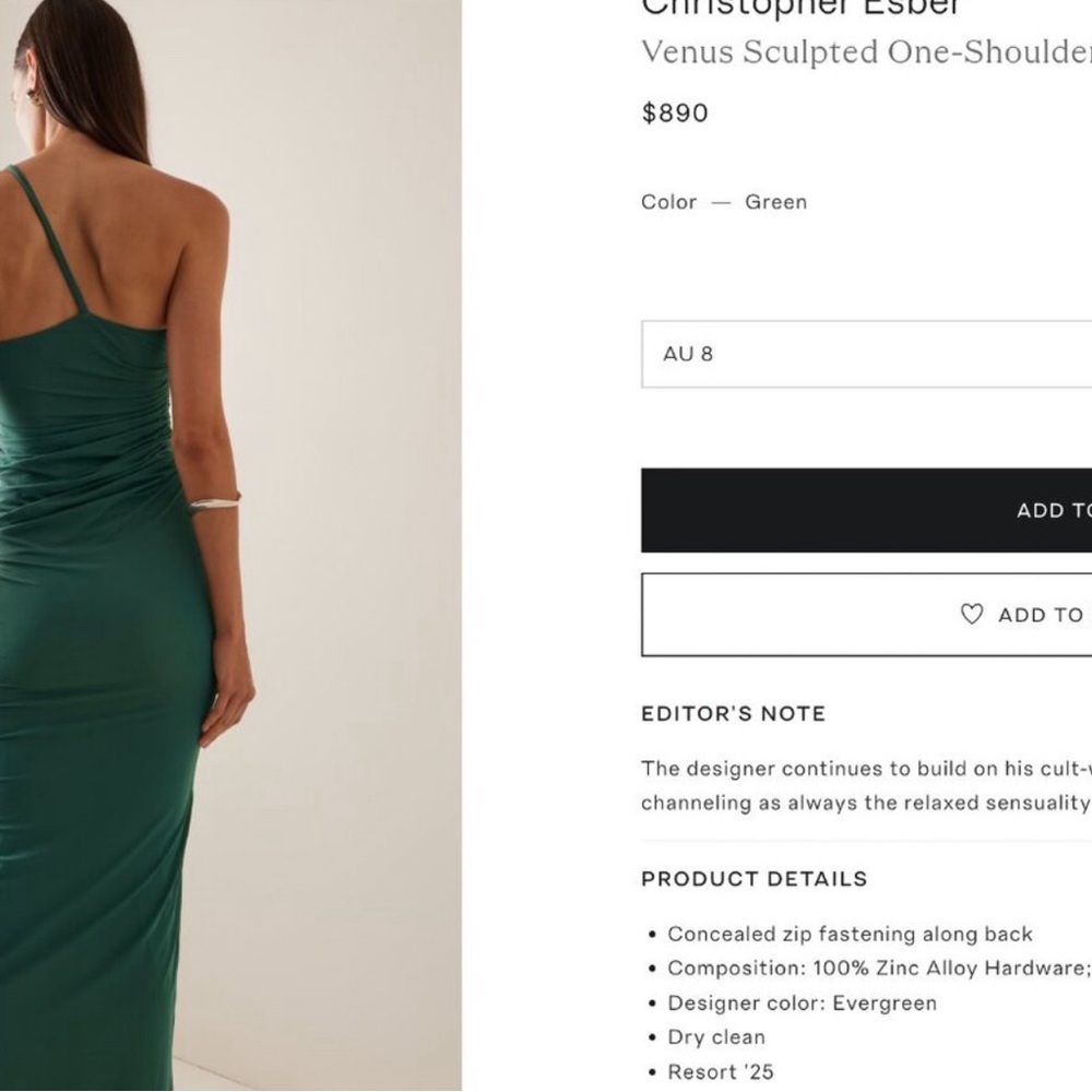 Christopher Esber Venus Sculpted One-Shoulder Maxi Dress AU6 - Picture 3 of 3